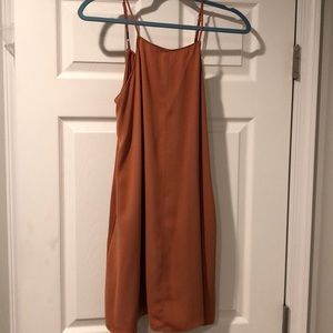 flare burnt orange dress